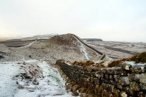 Hadrian's Wall. Landscape photography of grey bricked wall near mountain.