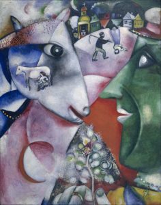 Painting by Marc Chagall entitled "I and the Village"